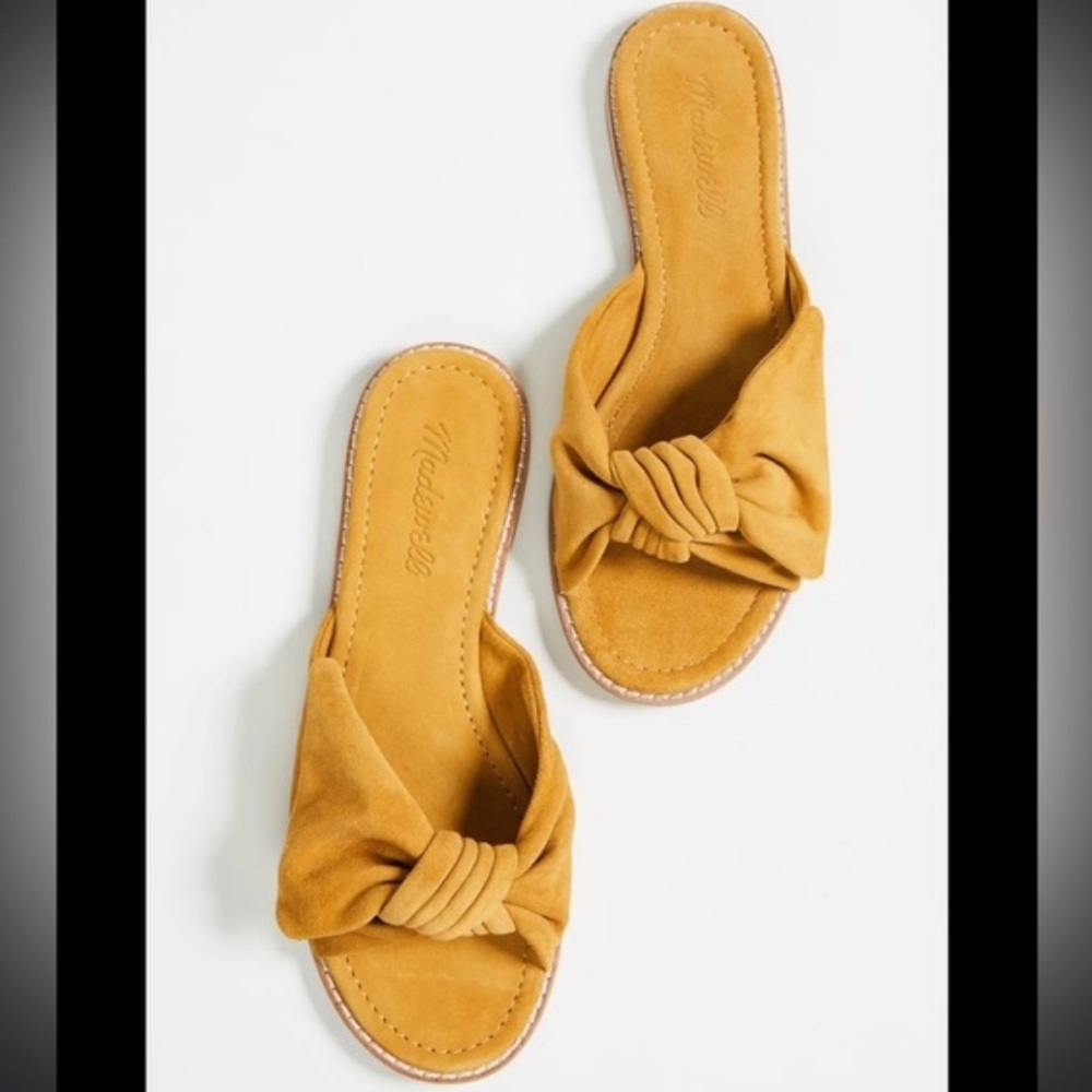 Madewell Mustard Tan Knot Slide Sandals